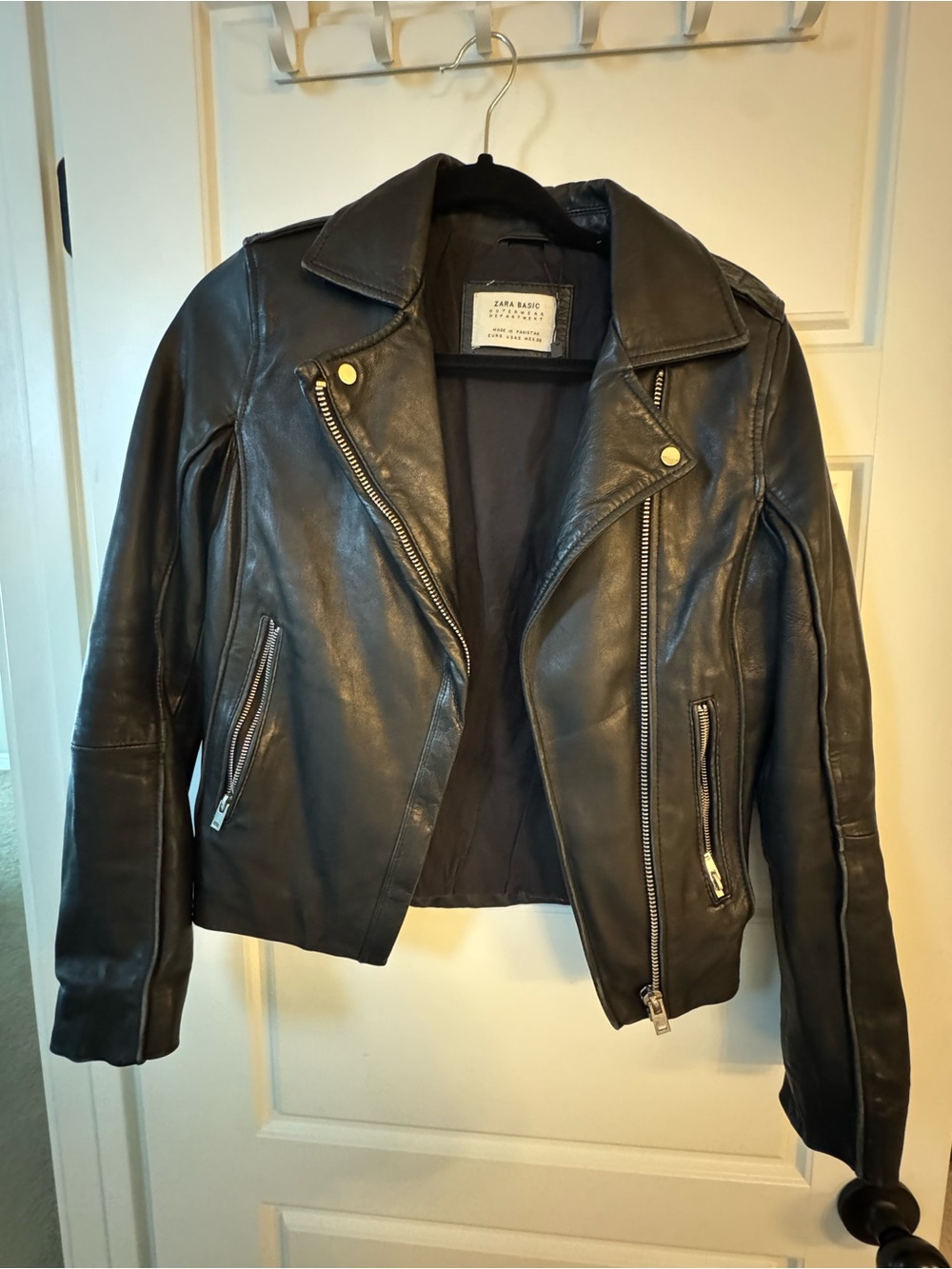 Zara Black Leather Moto Jacket